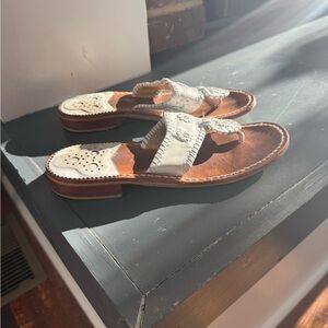 Elegant White Leather Jack Roger’s Sandals